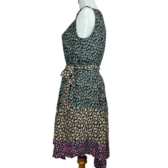 Rebecca Taylor 100% Silk Black with Floral Print Sleeveless Louisa Dress Small - Picture 4 of 10